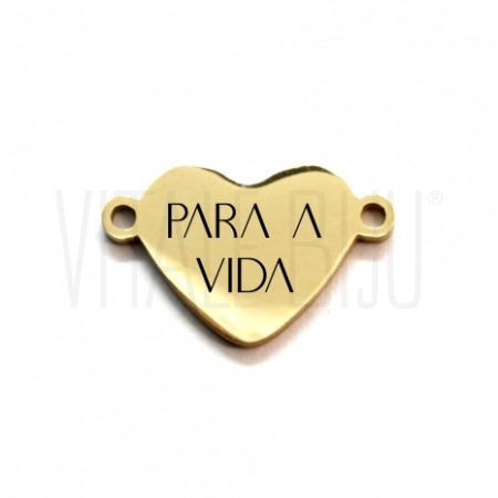 Entremeio / Pendente "PARA A VIDA" 14X10mm - Aço Inox Dourado