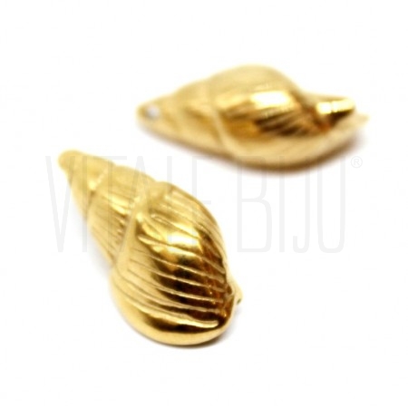 Pendente Concha 20x10mm - Aço Inox Dourado