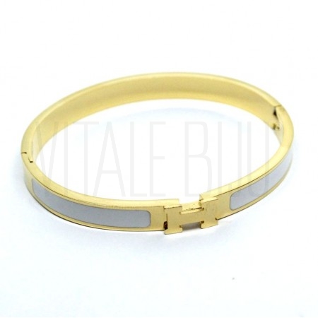 Pulseira da Moda Oval - Aço Inox Dourado Branca