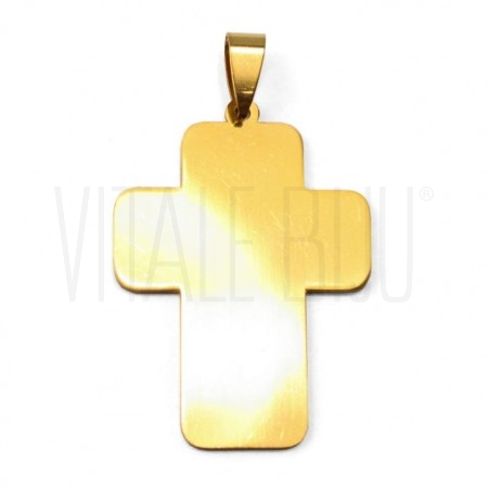 Pendente Cruz 42x30mm - Aço Inox Dourado